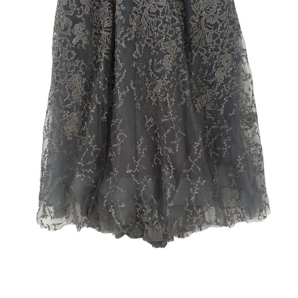 Montage Mon Cheri Women 8 Gown Charcoal Gray 219976 Evening Mother of Bride Lace - Picture 4 of 10